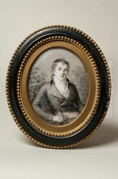 A Miniature Portrait Of George 
Haldinand, Seated On A Wicker Chair, Wearing Coat And Breeches Oil Painting by Firmin Massot