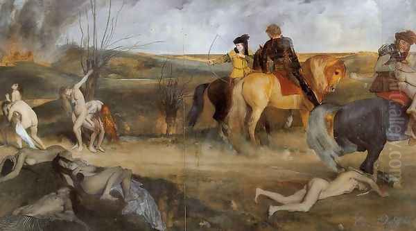 Midieval War Scene Oil Painting by Edgar Degas