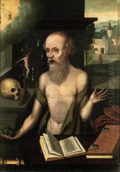 Saint Jerome Oil Painting by The Master Of The Female Half-Lengths