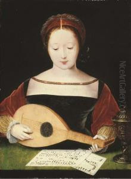 The Magdalene Playing The Lute Oil Painting by The Master Of The Female Half-Lengths