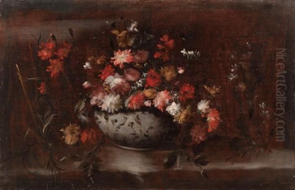 Natura Morta Con Fiori Entro Un Vaso Di Ceramica Oil Painting by Master Of The Guardeschi Flowers