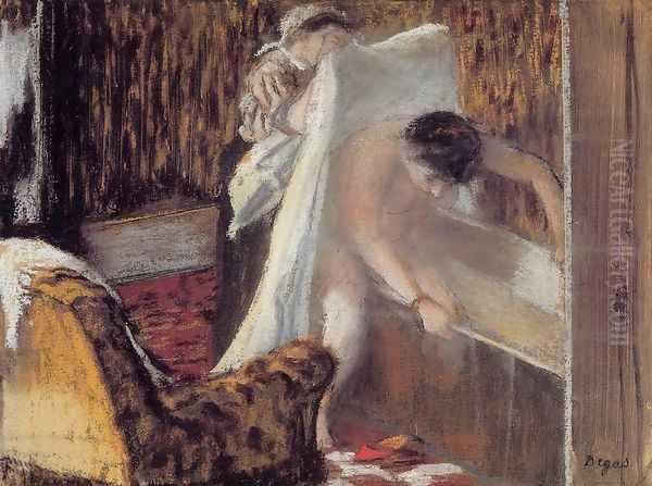 Woman Leaving Her Bath Oil Painting by Edgar Degas