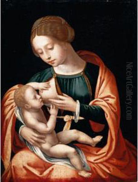 The Virgin And Child Oil Painting by Master Of The Half-Length Figures