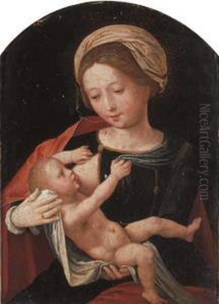 The Virgin And Child Oil Painting by Master Of The Half-Length Figures