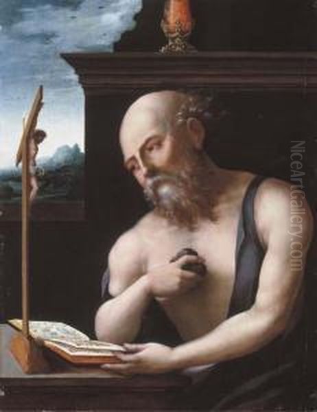 The Penitent Saint Jerome Oil Painting by Master Of The Half-Length Figures