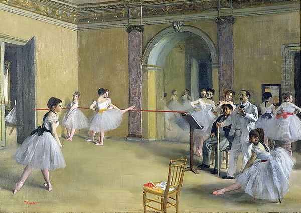 The Dance Foyer at the Opera on the rue Le Peletier, 1872 Oil Painting by Edgar Degas