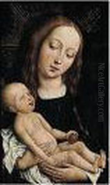 The Virgin And Child With An Apple Oil Painting by Master Of The Legend Of The Magdalene