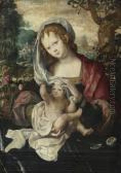 Maria Mit Dem Verwickelten Kind. Oil Painting by Italian Unknown Master