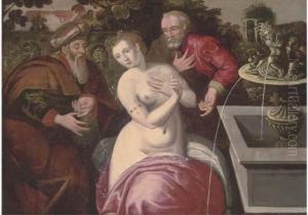 Susannah And The Elders Oil Painting by Master Of The Prodigal Son