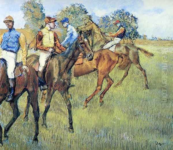 Race Horses I Oil Painting by Edgar Degas