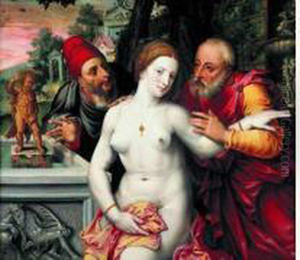 Suzanne Et Les Vieillards Oil Painting by Master Of The Prodigal Son