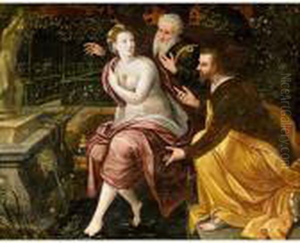 Susannah And The Elders Oil Painting by Master Of The Prodigal Son