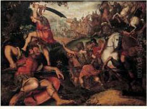 David Et Goliath Oil Painting by Master Of The Prodigal Son