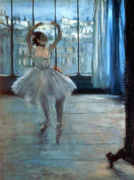 Dancer in Front of a Window (Dancer at the Photographer's Studio) c.1874-77 Oil Painting by Edgar Degas