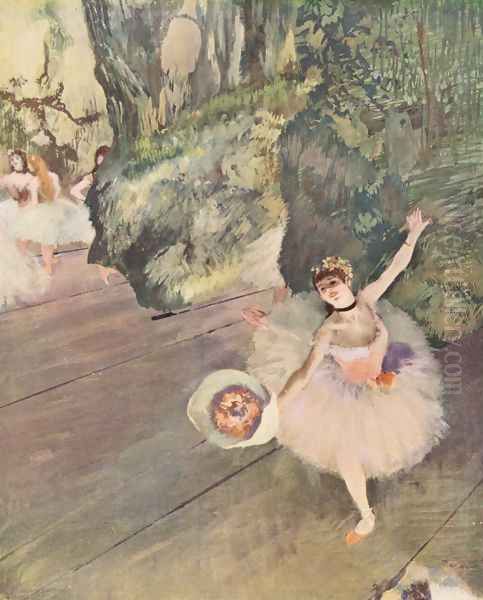 Dancer with a Bouquet of Flowers (Star of the Ballet), 1878 Oil Painting by Edgar Degas