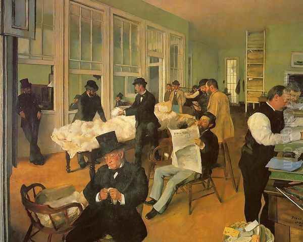 The Cotton Exchange in New Orleans Oil Painting by Edgar Degas