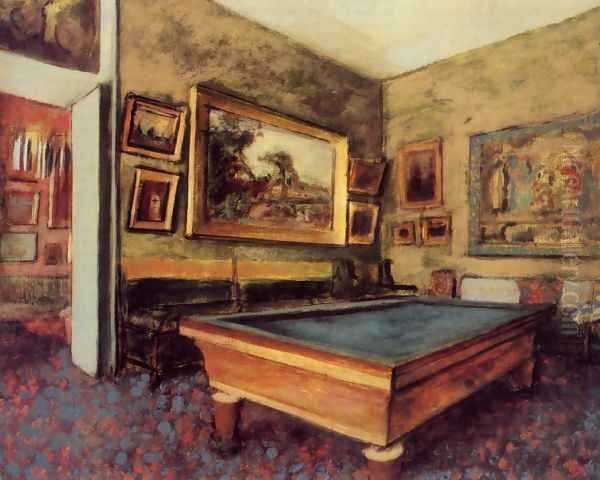 The Billiard Room at Menil-Hubert Oil Painting by Edgar Degas