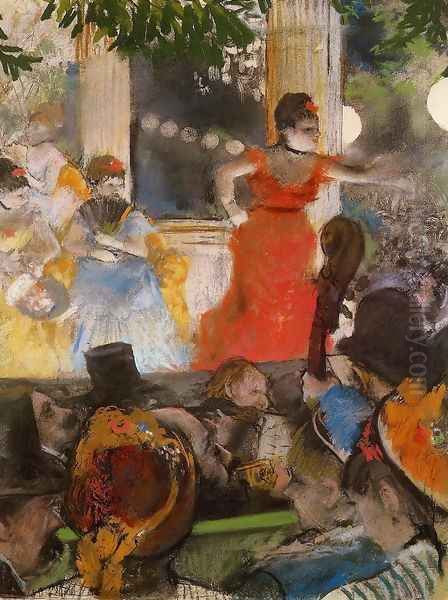 Café Concert - At Les Ambassadeurs Oil Painting by Edgar Degas