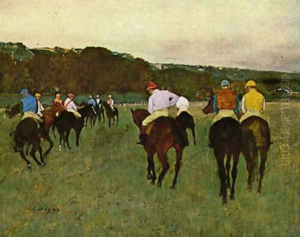 Horseracing in Longchamps, 1873-1875 Oil Painting by Edgar Degas