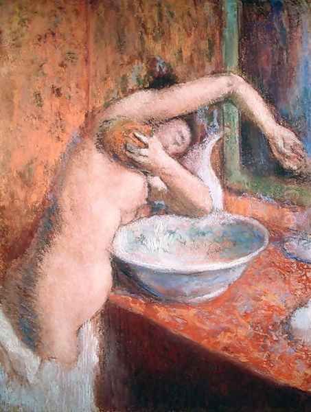 Woman washing herself Oil Painting by Edgar Degas