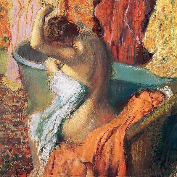 Seated Bather Drying Herself Oil Painting by Edgar Degas