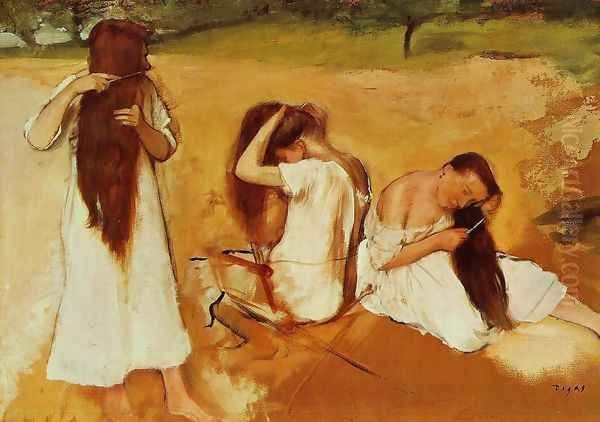 Women Combing Their Hair Oil Painting by Edgar Degas