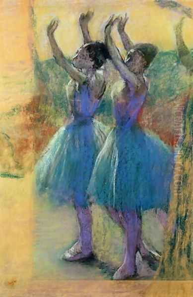 Two Blue Dancers Oil Painting by Edgar Degas