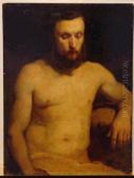 Male Figure Study Oil Painting by Jan Matejko