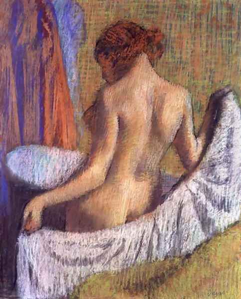 After the Bath, woman with a Towel, c.1885-90 Oil Painting by Edgar Degas