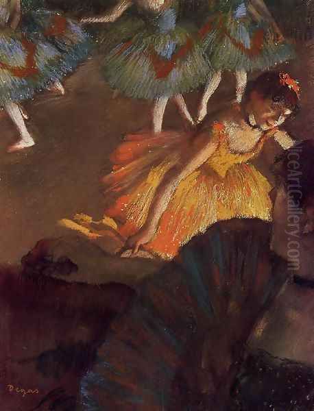 Ballerina And Lady With A Fan Oil Painting by Edgar Degas