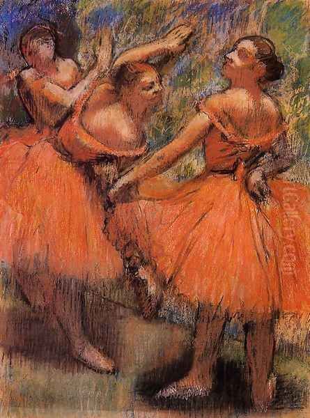 Red Ballet Skirts Oil Painting by Edgar Degas