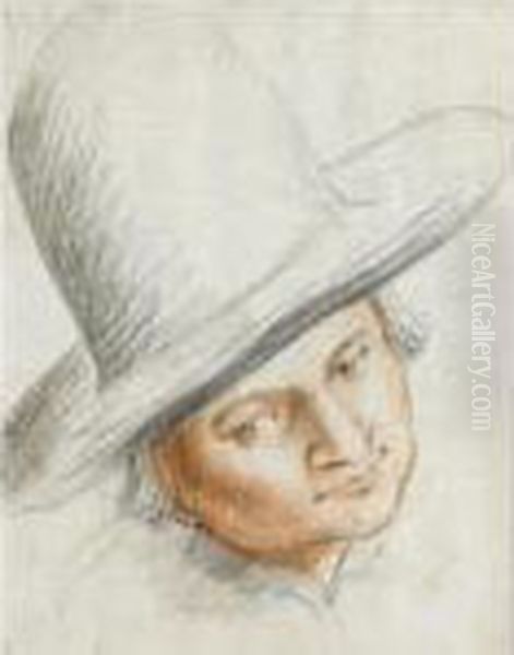 Head Of A Boy In A Tall Hat Oil Painting by Jacob Matham