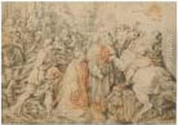 St. Lawrence At The Arrest Of Pope Sixtus Ii, After Cavaliere D'arpino Oil Painting by Jacob Matham