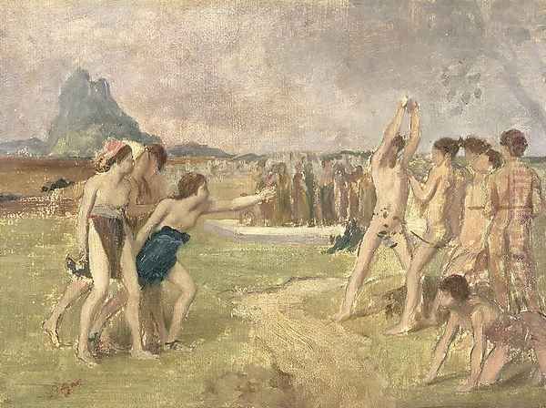 Study for - The Young Spartans Exercising, c.1860-61 Oil Painting by Edgar Degas