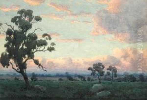 Sunset At Fairfield Oil Painting by John Robert Mather