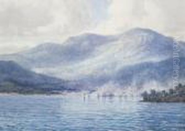 View Of Hobart And Mt Wellington Oil Painting by John Robert Mather