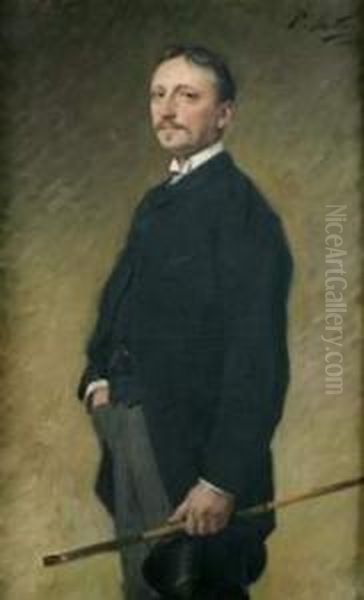 Portrait D'homme En Jaquette Oil Painting by Paul Mathey