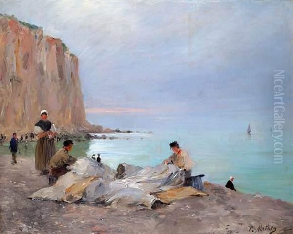 Normandie, Pecheurs Sur La Greve Oil Painting by Paul Mathey