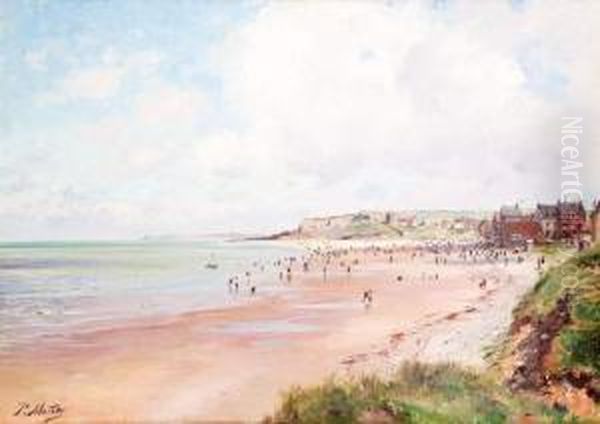 Plage Normande, Circa 1890 Oil Painting by Paul Mathey