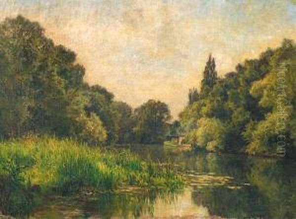 Bords The Riviere Oil Painting by Gabriel Mathieu