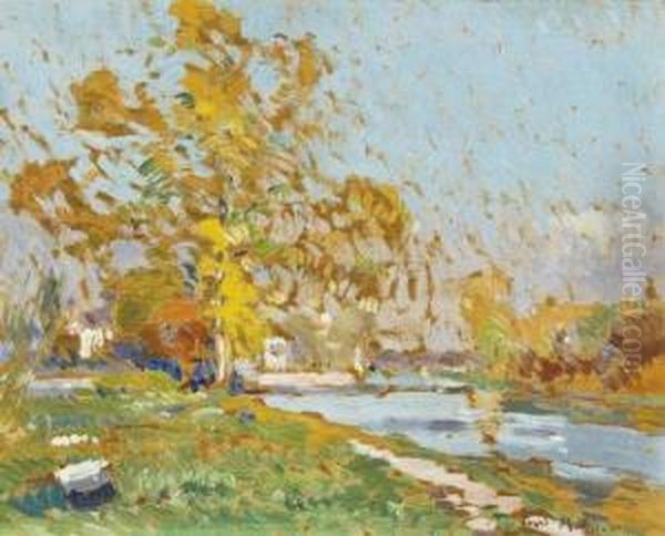 Bord De Riviere Oil Painting by Paul Mathieu