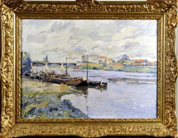 Bord De Seine Oil Painting by Paul Mathieu