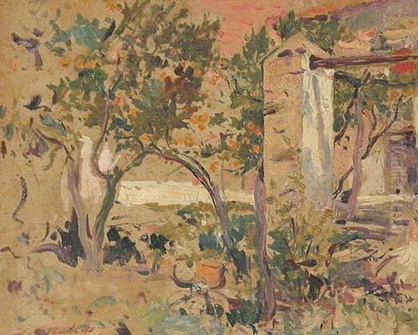 Jardin. Oil Painting by Segundo Matilla Y Marina