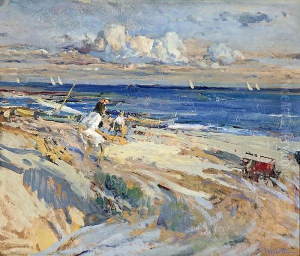 Una Playa Oil Painting by Segundo Matilla Y Marina