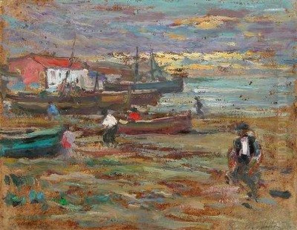 Teia, Barcelona, 1937)
 Pescadores En La Playa. Oil Painting by Segundo Matilla Y Marina