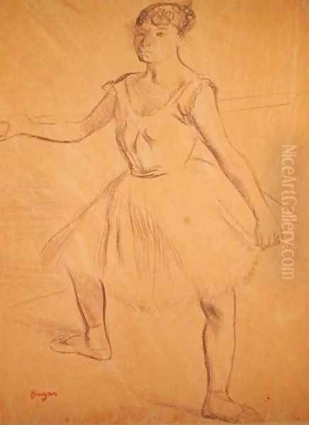 Ballerina Standing at a Bar Oil Painting by Edgar Degas