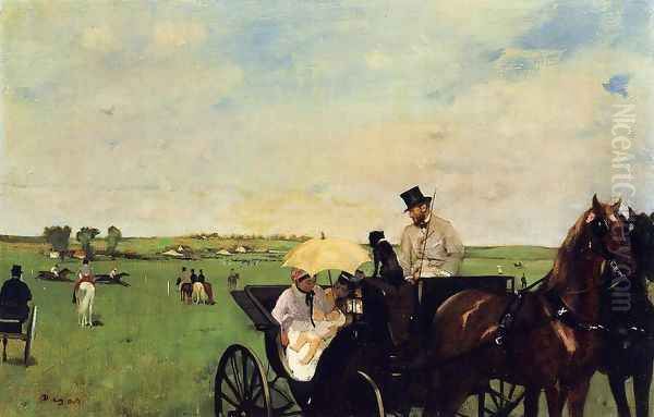 A Carriage At The Races Oil Painting by Edgar Degas