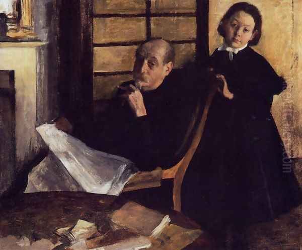 Henri De Gas and His Neice, Lucie Degas Oil Painting by Edgar Degas