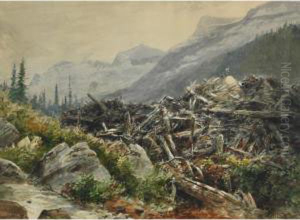 Figures In The Valley, Rockies Oil Painting by Marmaduke Matthews