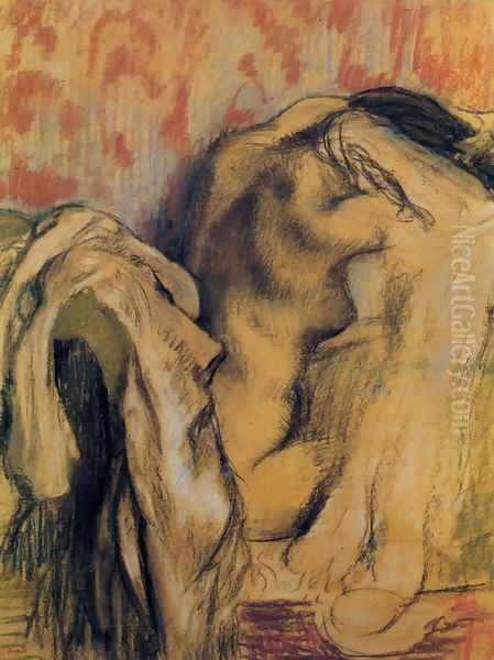 After Bathing, Woman Drying Herself Oil Painting by Edgar Degas